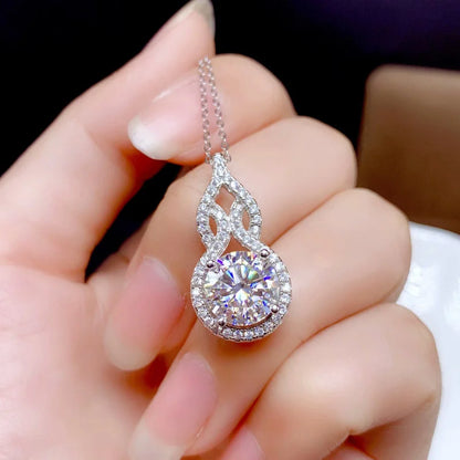 OXTAO D Color Moissanite Infinity Pendant Necklace Women Real 925 Sterling Silver Engagement Luxury Gourd Shape Jewelry