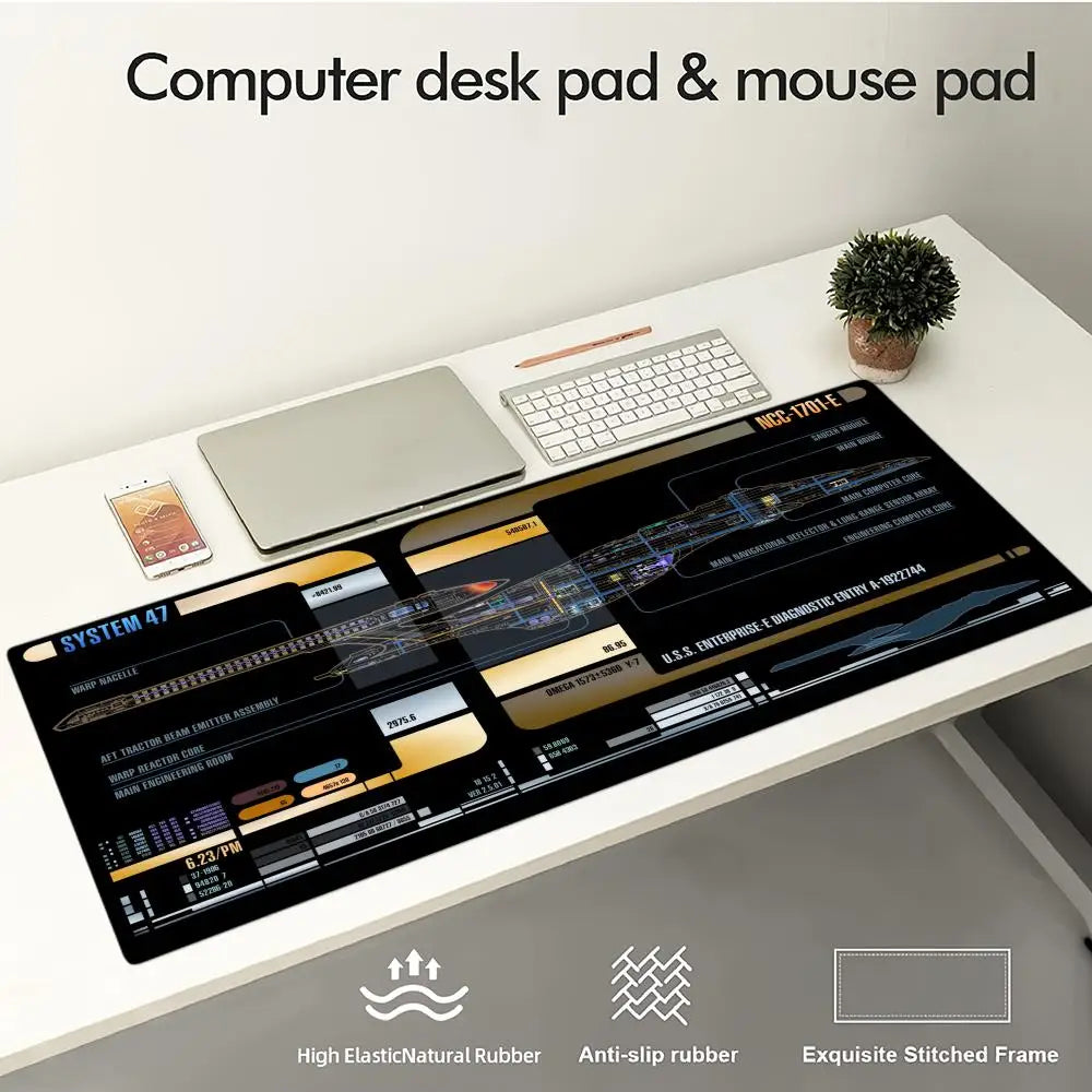 Spaceship Blueprints Mouse Pad Large Computer Office Game Table Mat Rubber Anti-slip Stitched Keyboard Mats 90x40 XXL Desk Pads