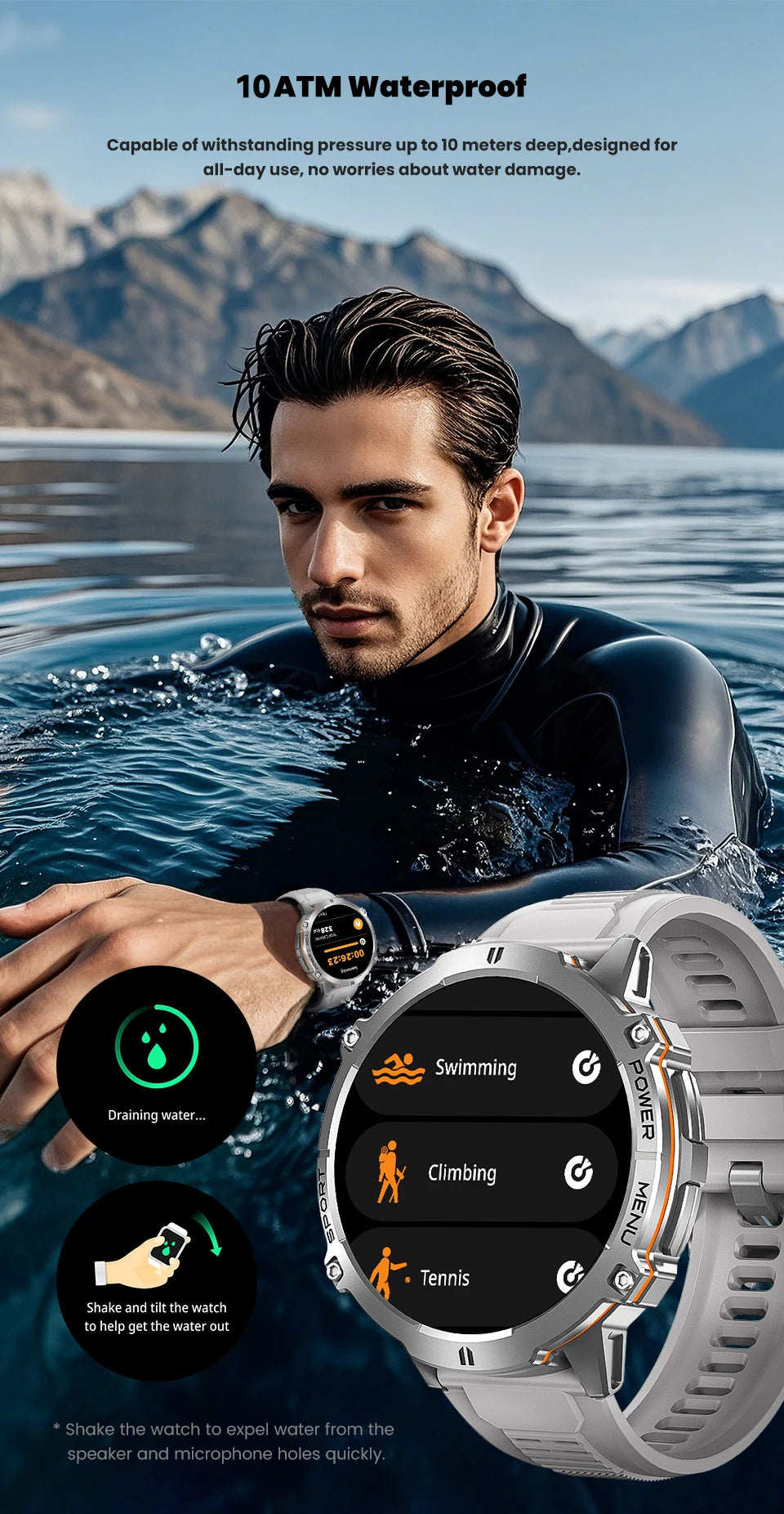 2026 New Military TANK X3 1000mAh Battery Smart Watch Men 10ATM Waterproof Swim GPS Path 1.75" AMOLED HD Call Sports Smartwatch