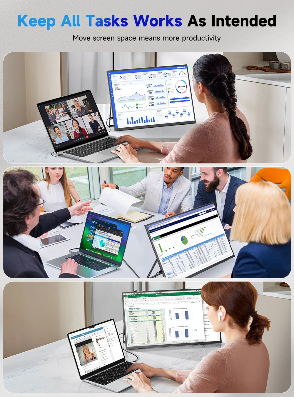 UPERFECT UColor T3 UHD 23.8" 4K PC Monitor HDR Computer Display With LS Stand VESA USB C For Laptop PC MAC Extend Second Screen