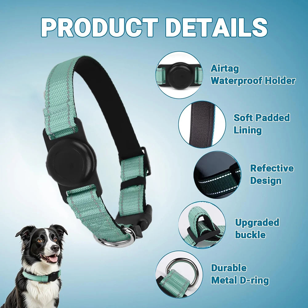 Dog Collar with Airtag Holder Ultra-Durable Comfortable Padded Heavy Duty Dog Collars for Small Medium Large Dogs