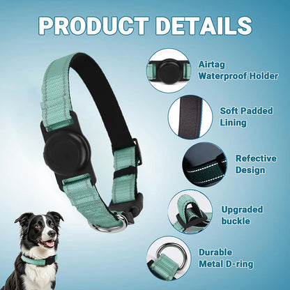 Dog Collar with Airtag Holder Ultra-Durable Comfortable Padded Heavy Duty Dog Collars for Small Medium Large Dogs