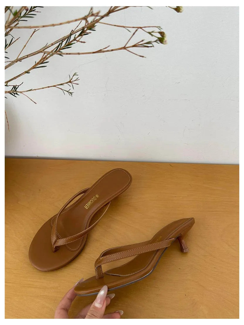 2026 New Summer Thin Heels Slippers Sandals Narrow Band Slides Ladies Shoes Fashion Women Pumps Flip Flops Luxury Slippers Shoes