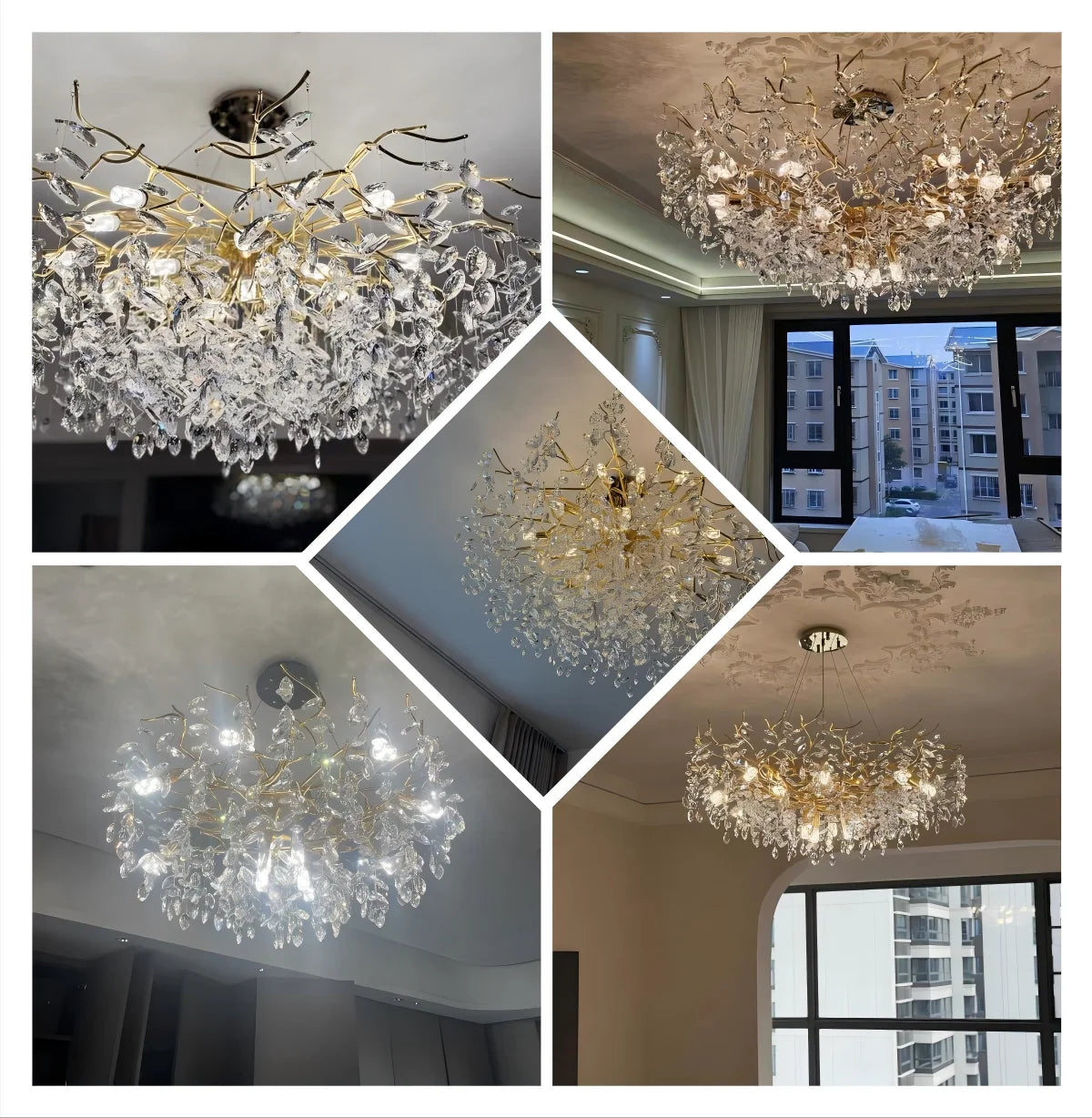 Luxury Modern Crystal Ceiling Chandelier Led Pendant Lamp Dining Table Living Room Bedroom Home Decor Wall Hanging Light Fixture