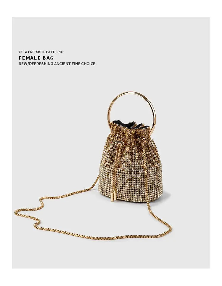 Diamond Bucket Bag for Women  Rhinestones Bling Shoulder Bags FashionTote Handbag Luxury Design Purse Crossbody Bag
