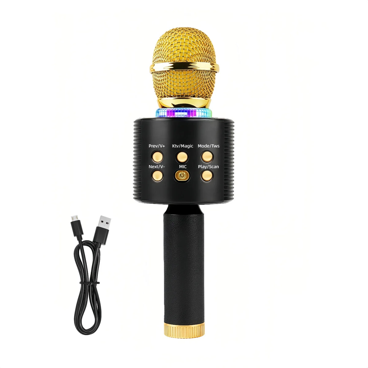 Wireless Karaoke Microphone Bluetooth Speaker LED Light Portable Singing Mic with Voice Changer for Kids Adults Party Outdoor Birthday Gift Car Travel Home KTV Rechargeable Handheld Karaoke Machine Christmas Present Fun Toy C