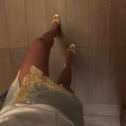 Sequined Lace Trim Patchwork Mini Skirt Sets V-neck Backless Spaghetti Strap Tops Split Skirt Suit 2026 Lady Summer Party Set