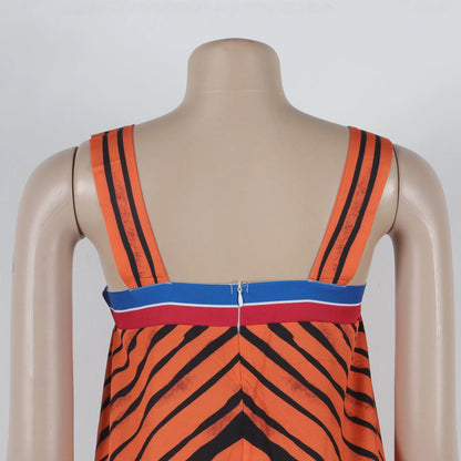 Jumpsuits Women Sling One Piece Print Striped Sleeveless Overalls Wide Leg Long Pants Loose Casual Rompers Elegant Splice