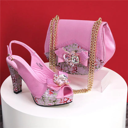 African Fashion Evening Shoes and Bag Italian Design Women's Shoes New Style High Heels Comfortable Women's Shoes and Bags