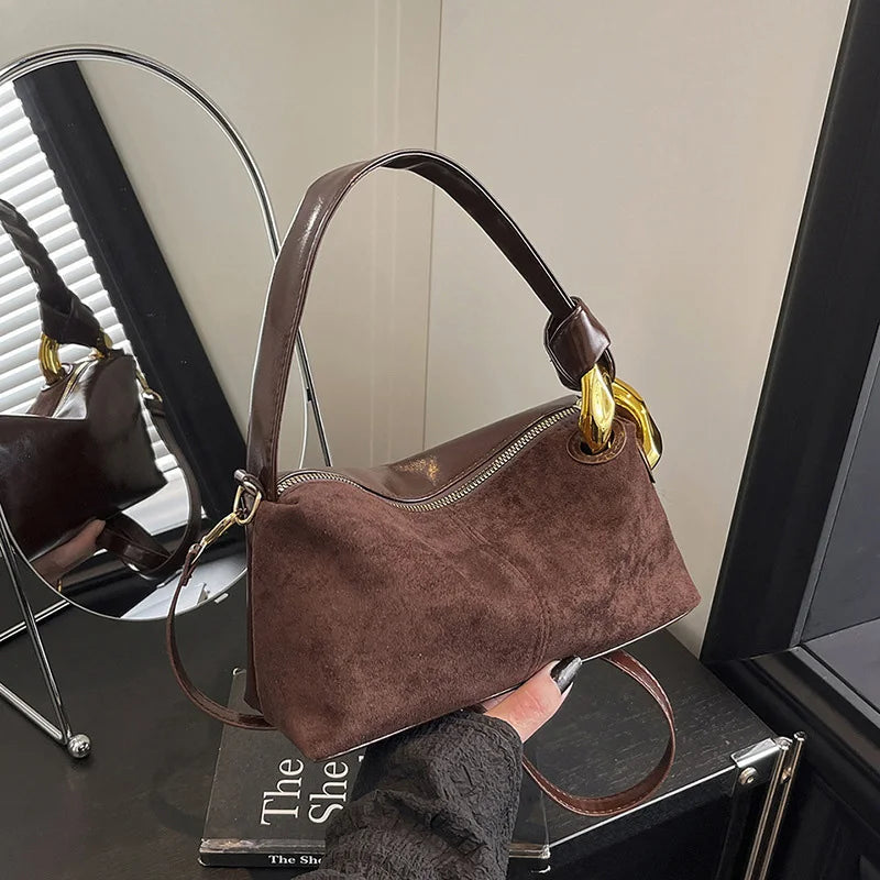 New Matte Suede Women's Shoulder Bag For Gift, Ladies Fashion Handbags Crossbody Bags For Daily Used