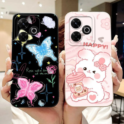 Casing For Redmi 13 Case 13 5G Cute Cat Fashion Luxury Flowers Silicone Shockproof Back Cover For Redmi 13 5G Phone Case Bumper