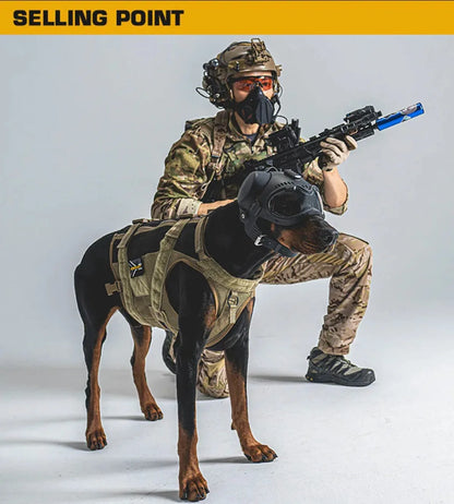 ATUBAN Tactical Dog Military Hunting Training K9 Helmet, Large Dog Patrol Dogs Sheepdog Pet Motorcycle Protective Helmet Goggles