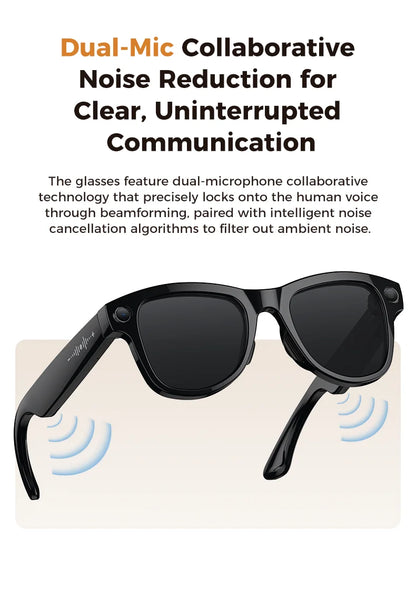 AI Smart Glasses 4KHD Camera 3600mAh Charging Case 120+Language Translation Bluetooth Call Music Sunglasses Outdoor Color Change
