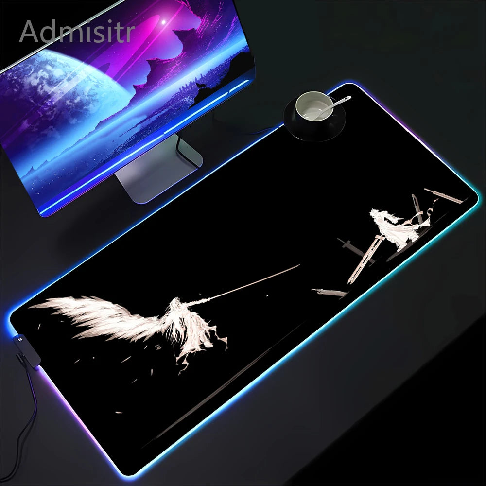 RGB Gaming Mousepad Space Mouse Mats LED Large Gamer Mousepads Keyboard Pads Luminous Desk Mat Final Fantasy Mouse Pad Backlit