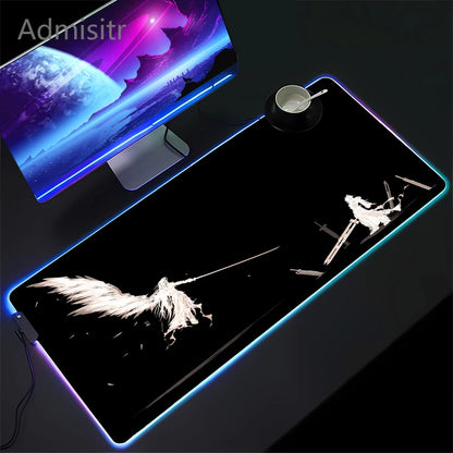 RGB Gaming Mousepad Space Mouse Mats LED Large Gamer Mousepads Keyboard Pads Luminous Desk Mat Final Fantasy Mouse Pad Backlit