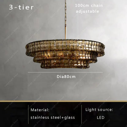 Glass Chandeliers Lights 2026 Classic Round Hanging Lamps for Ceiling Home Decoration Lighting Gold Lustres Lamparas De Teto