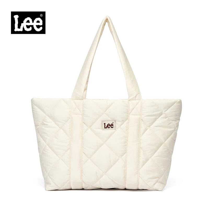 LEE Large Soft Puffer Bag Women Big Size College Students Laptop Book Quilted Tote Bag Lady Down-filled Shopping School Bags