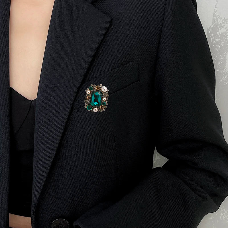 EASYA 2024 New Rhinestone Gemstone Shape Woman Clothes Brooch Classic Wedding Party Dress Crystal Accessories