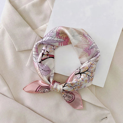 Silk Scarf For Bag Lady Neck Tie 100% Silk Scarf Luxury Brand Print Flower Stripe Plaid Dot Bandana Hair Tie Handkerchief Gifts