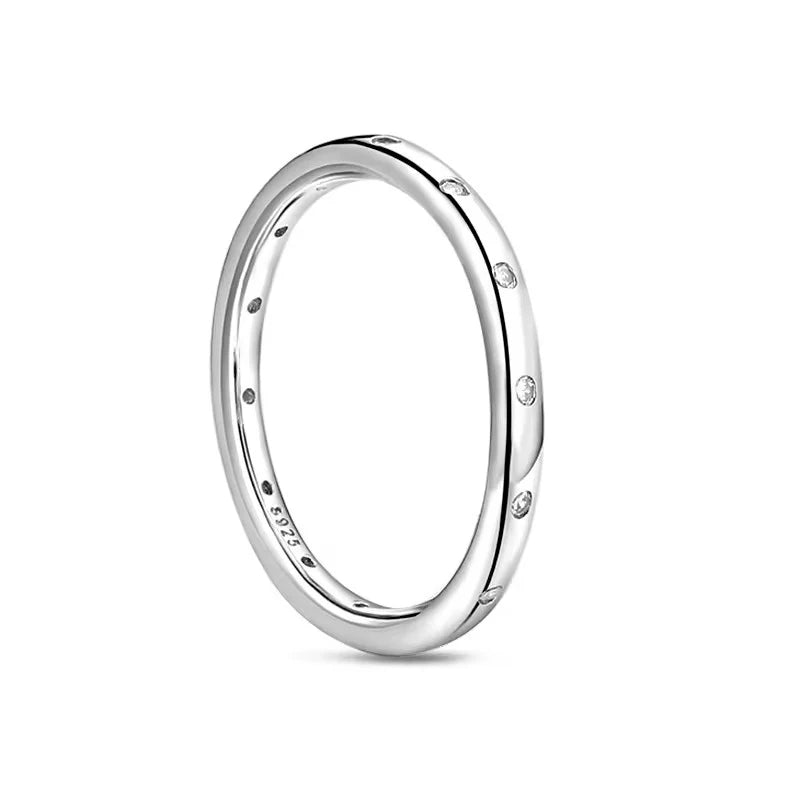 New 925 Sterling Silver Rings Stackable Infinite Silver shining Zircon Ring For Women Wedding Anniversary Birthday Jewelry Gift