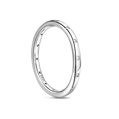 New 925 Sterling Silver Rings Stackable Infinite Silver shining Zircon Ring For Women Wedding Anniversary Birthday Jewelry Gift
