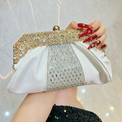Fashionable Diamond Embedded Evening Dress Handbag Elegant Large Capacity Clutch Bag Tote Bag for Ladies Party And Banquet