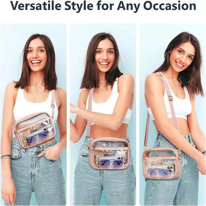 Transparent PVC Crossbody Bag Ladies Jelly Square Shoulder Messenger Bag Waterproof Cosmetic Bag Female Phone Purse for Travel