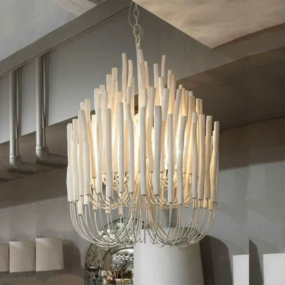 SANDYHA Modern Minimalist Pendant Lights Design RestaurantMulti Head Wooden Branches  Chandeliers Living Room Decoration