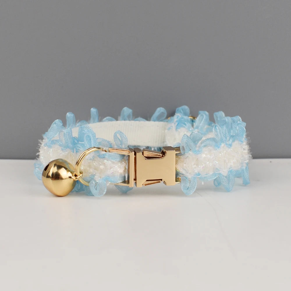 Lace Cat Collar Adjustable Safety Personalized Pet Collar Customized Name Soft With Bell Pet Collar for Cats and Small Dogs