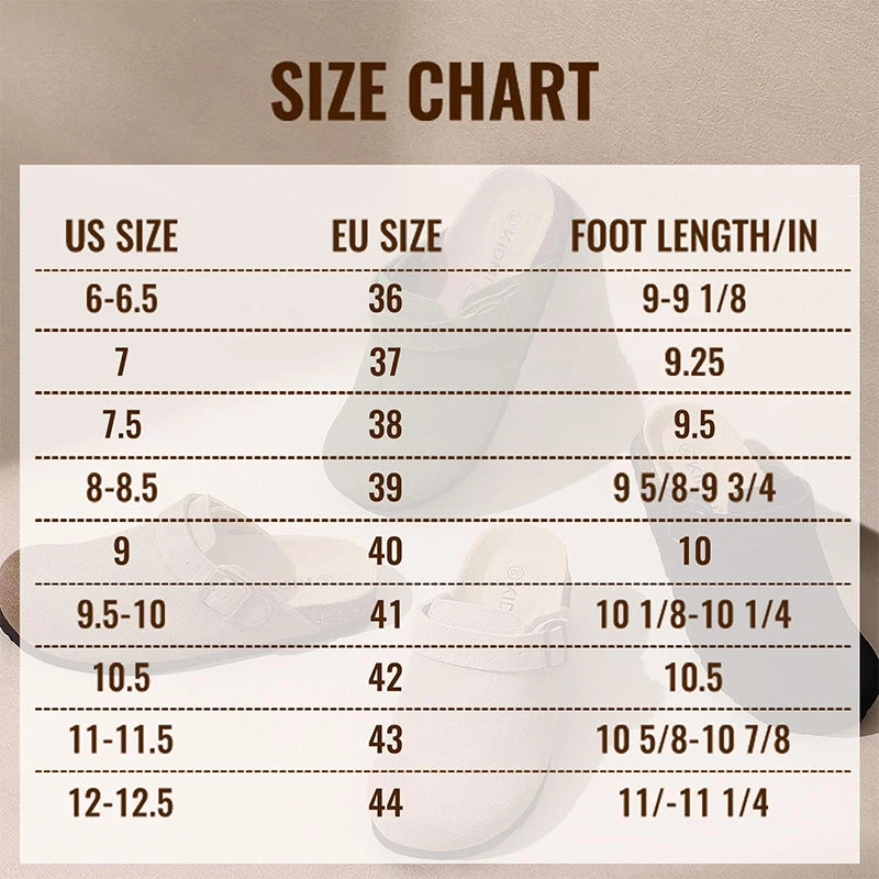 Kidmi New Cow Suede Women's Potato Shoes With Adjustable Strap Cork Insole Mules Outdoor Unisex Clogs Slippers With Arch Support