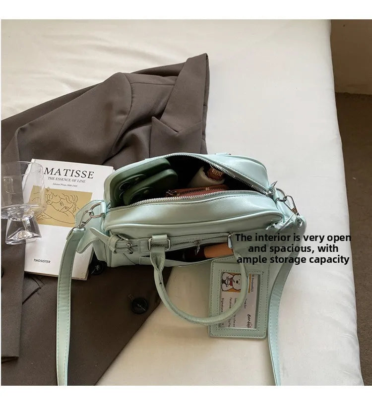 Stylish Design Glossy PU Sqeare Shoulder & Crossbody Bags Solid Zipper Hot Trendy Designer Style Handbags for Women 2025 New