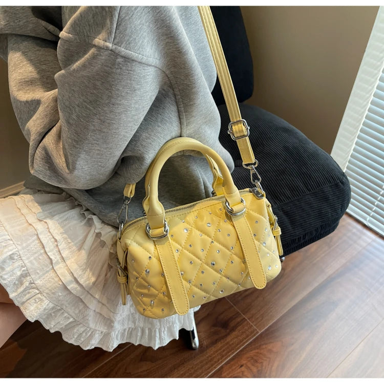 Light Luxury Rhinestone Women Handbags New Exquisite Fashion PU Leather Crossbody Bag Classic High Quality One Shoulder Pack