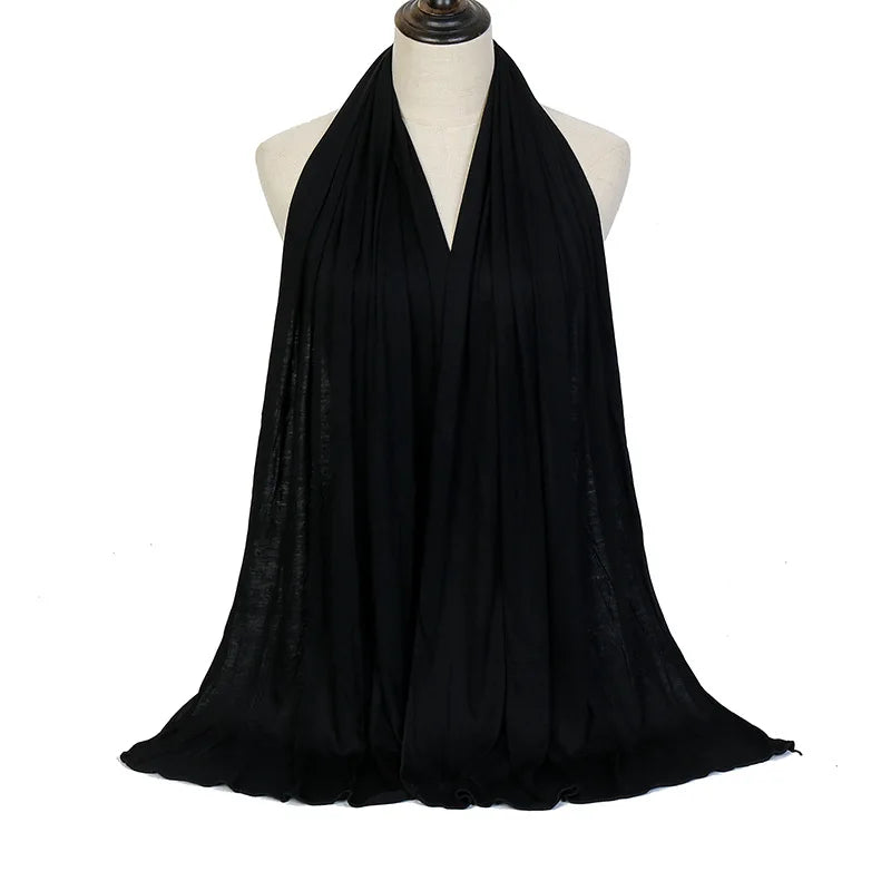 Ramadan Modal Cotton Jersey Hijabs For Woman Long Muslim Shawl Plain Soft Turban Niqab Head Wraps Scarf Women Hijab