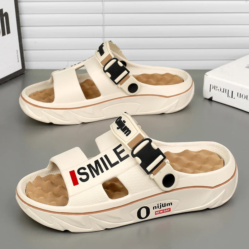 Summer Men's Massage Slippers Indoor Outdoor Sandals Beach Comfortable Soft Slides Clogs Casual Shoes Men Women Home Slippers