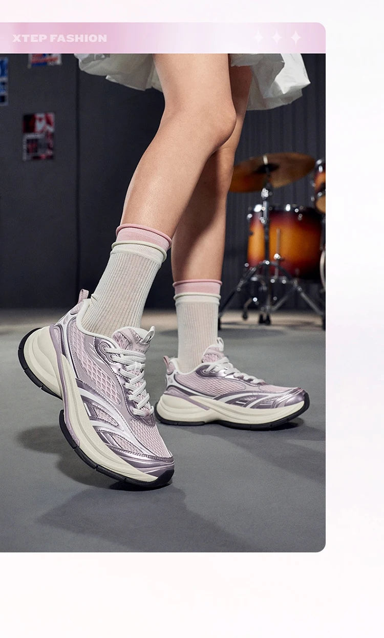 Xtep Basque 3.0 Trendy Cushioning Stable Soft Flexible Rubber Thick Sole Daily Sports Female Shoes 874218320006