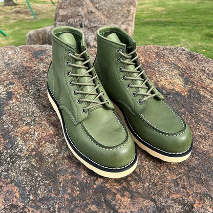 New Handmade Men Spring Autumn Real Cow Leather Shoes Vintage British Outdoor Ankle Boots Desert Motorcycle Boots Shoes