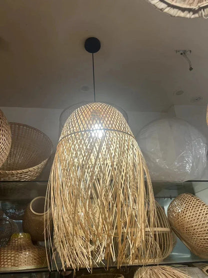 Chinese Bamboo  Hanging Chandelier Creative Lamps for Home Dining Table Room Pendant Led Lights Fixture Loft Style Decoration