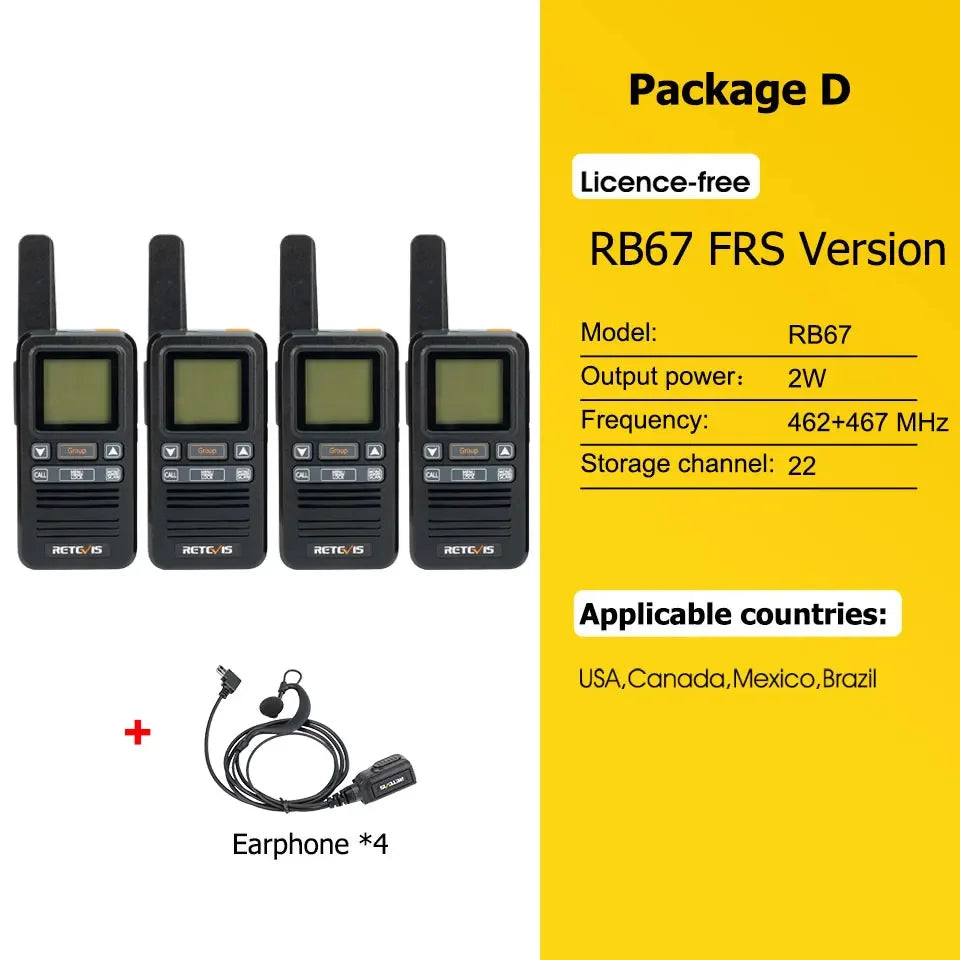 Retevis RB667 Walkie Talkie 2pcs/4pcs PMR446/FRS Portable Type-C Lincense-free Two Way Radio 1.44 Inch LCD Display for Camping