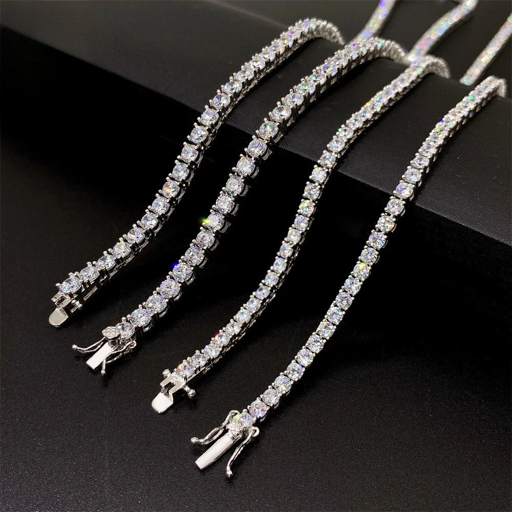 New D VVS1 Moissanite Tennis Necklace 3/4/5/mm for Women Luxury Exquisite 925 Sterling Silver Jewelry Simulated Diamond Gifts