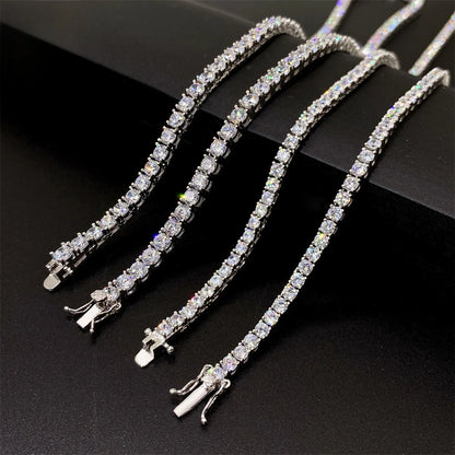 New D VVS1 Moissanite Tennis Necklace 3/4/5/mm for Women Luxury Exquisite 925 Sterling Silver Jewelry Simulated Diamond Gifts