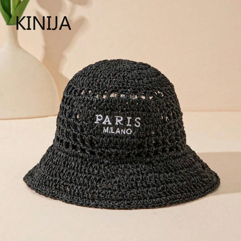 Summer Sun Hats for Women Straw Hat Showing Face Small Bucket Hat Large Brim Sunshade  Sunscreen Seaside Beach Cap Ventilate