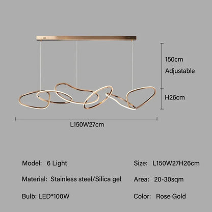 Modern Rose Gold LED Chandeliers Ligthing Nordic Lustre Home Decor Circle Rings Chandelier Hanging Pendant Lights Fixtures