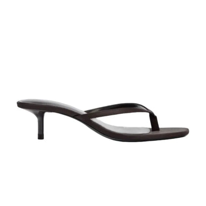 Square Clip Toe High Heel Women Slippers Fashion Party Dress Slide 2026 Summer Outdoor Daily Walking Ladies Flip Flop Shoes