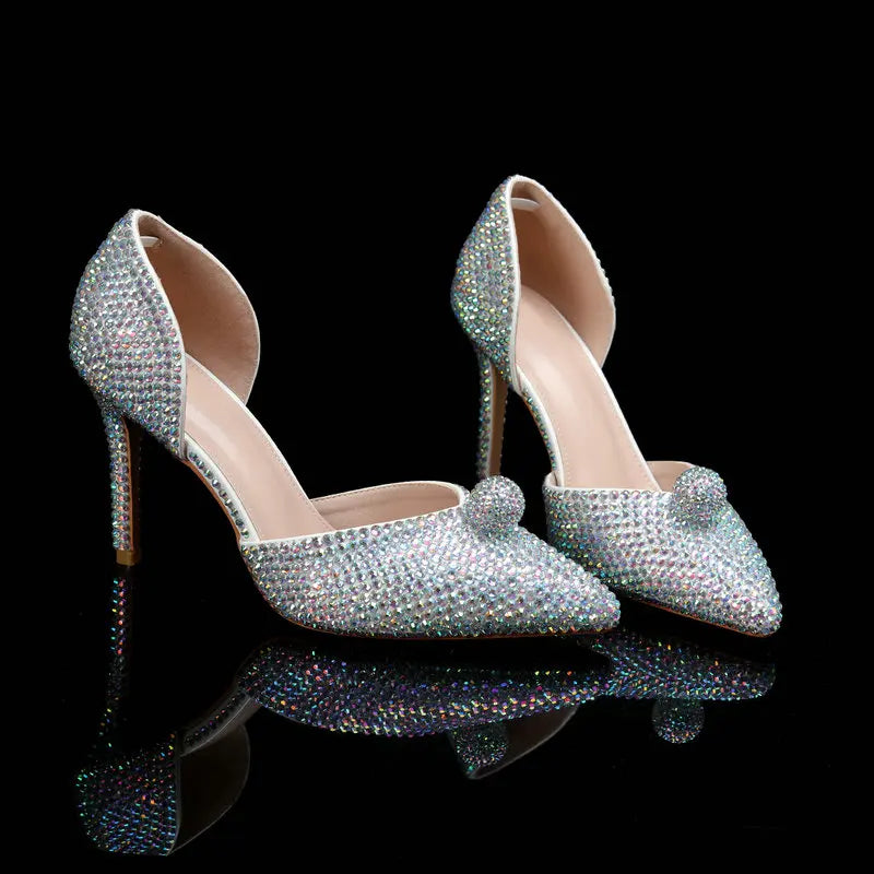 Ins Fashion Runway Show Luxury High Heel Color Hot Diamond Gradient Women'S Shoes Sandal Blingbling Wedding Shoes Dinner Pumps