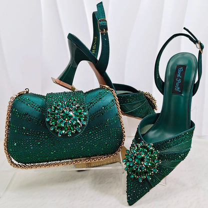 Attractive Itlian Design Women Heels Shoes and bag Perfect Combination Of DURABLE Outsole Shoes And Bags for Party Occasions