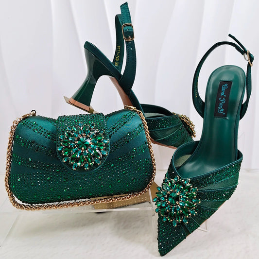 Attractive Itlian Design Women Heels Shoes and bag Perfect Combination Of DURABLE Outsole Shoes And Bags for Party Occasions