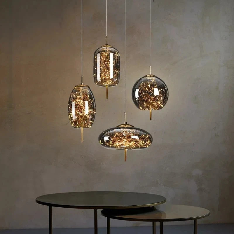 Modern Led Pendant Lamp Glass Ceiling Hanging Lights Fixture Luminaire Chandeliers Lustres Suspension Luminaire Bedroom Decor