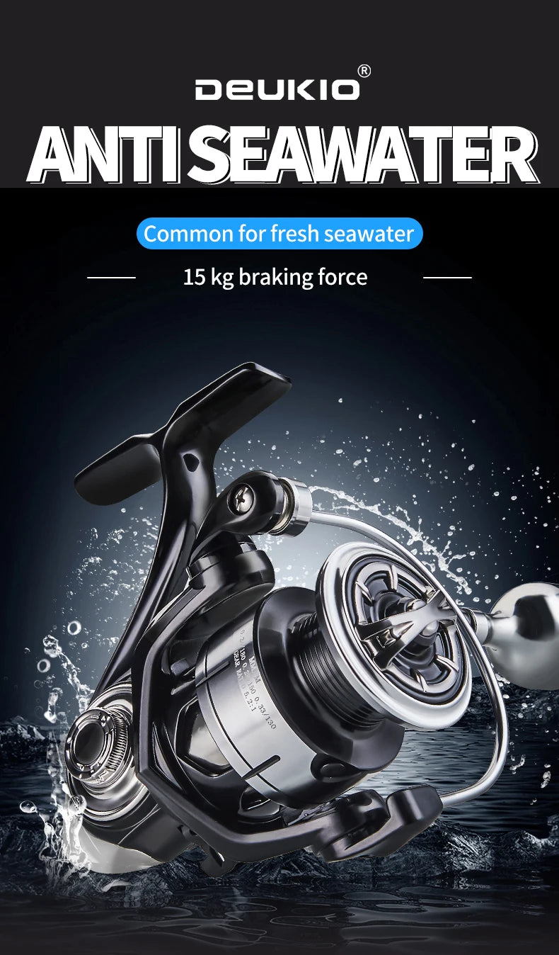 DEUKIO New Arrival Saltwater Fishing Reel Spinning Reels 2000-7000 3+1BB 5.2:1 Max Drag 15KG Water-Proof Reels
