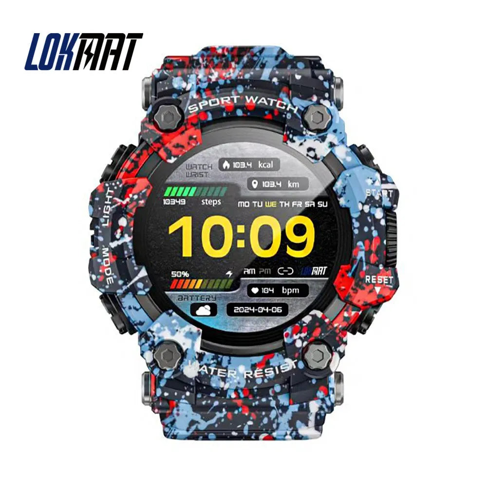 HY Digital LOKMAT Outdoor Smartwatch 1.32 Inch BT Call Smart Watch Men Sports Fitness Tracker Compass Smartwatch for Android IOS
