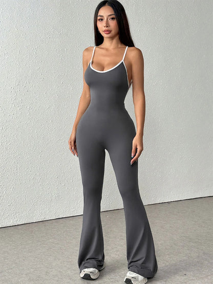 Women's Jumpsuits Streetwear Fashion Summer New Casual Slim Clothing Solid Sexy Sling Backless Elegant Female Jumpsuits Clothing